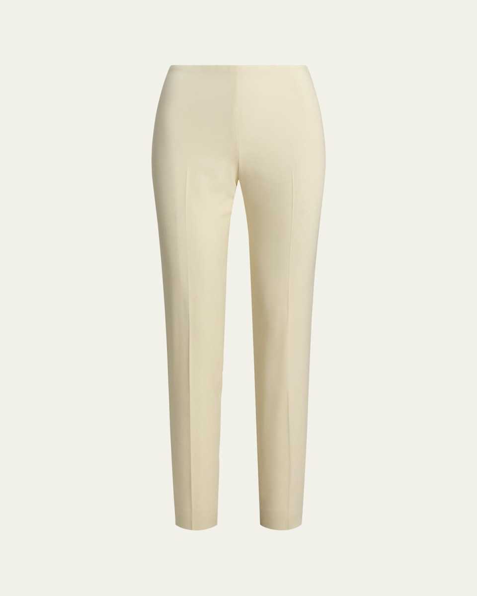 Annie Cream Crepe Slim-Leg Ankle Pants